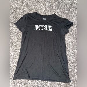 Pink black short sleeve tee shirt with logo